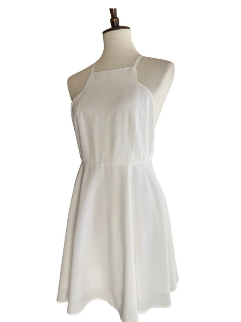 Very J White Strappy Cut Out High Neck Dress Size S NWT